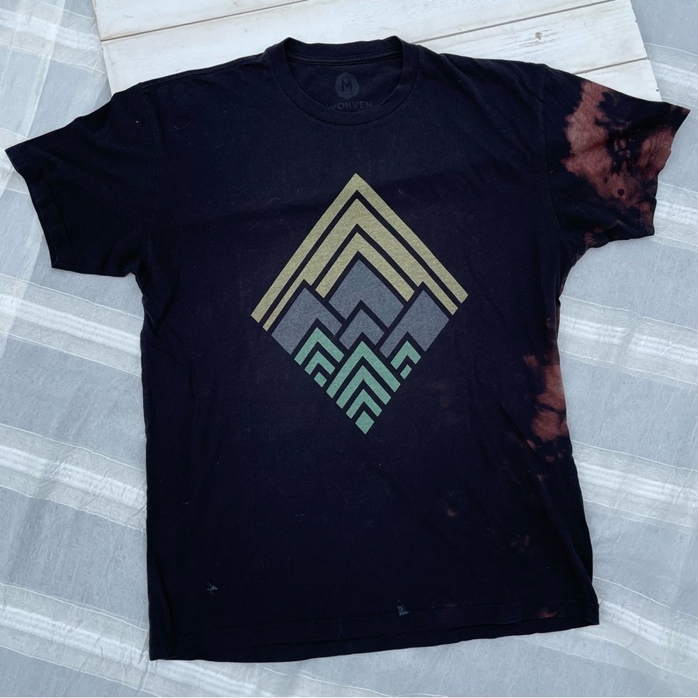 Men's Wohven Graphic Black T -Shirt March 2018 OOAK - Altered Bleach Spots